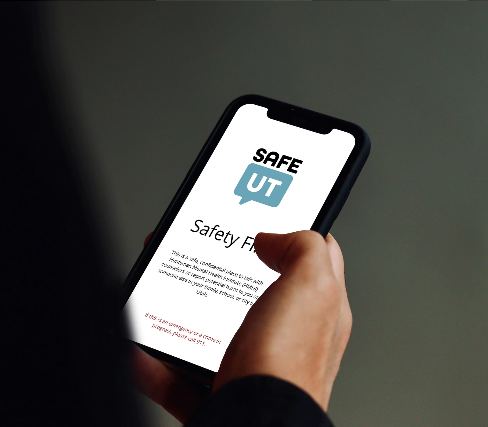 SAFE UT on a mobile phone