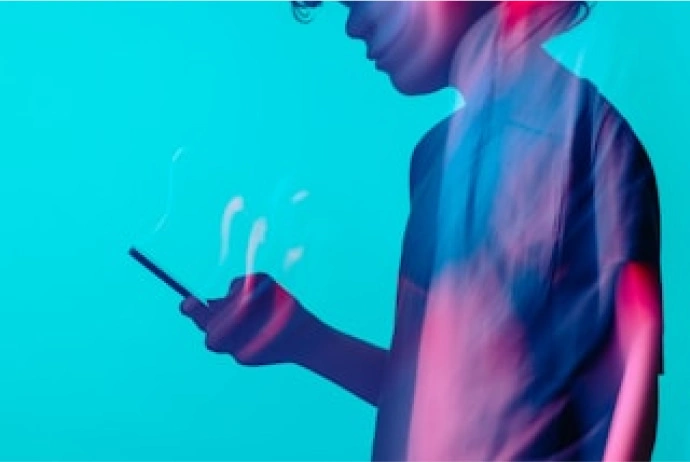 an illustration of a man on his mobile phone