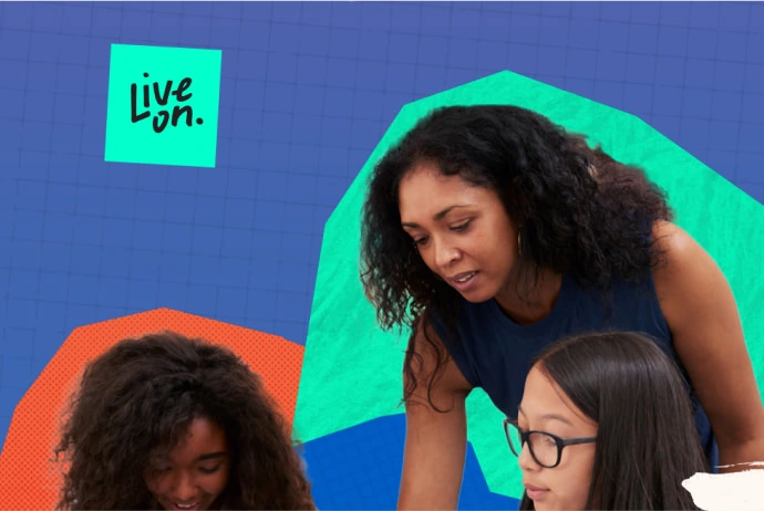 Live on illustration of a teacher and students